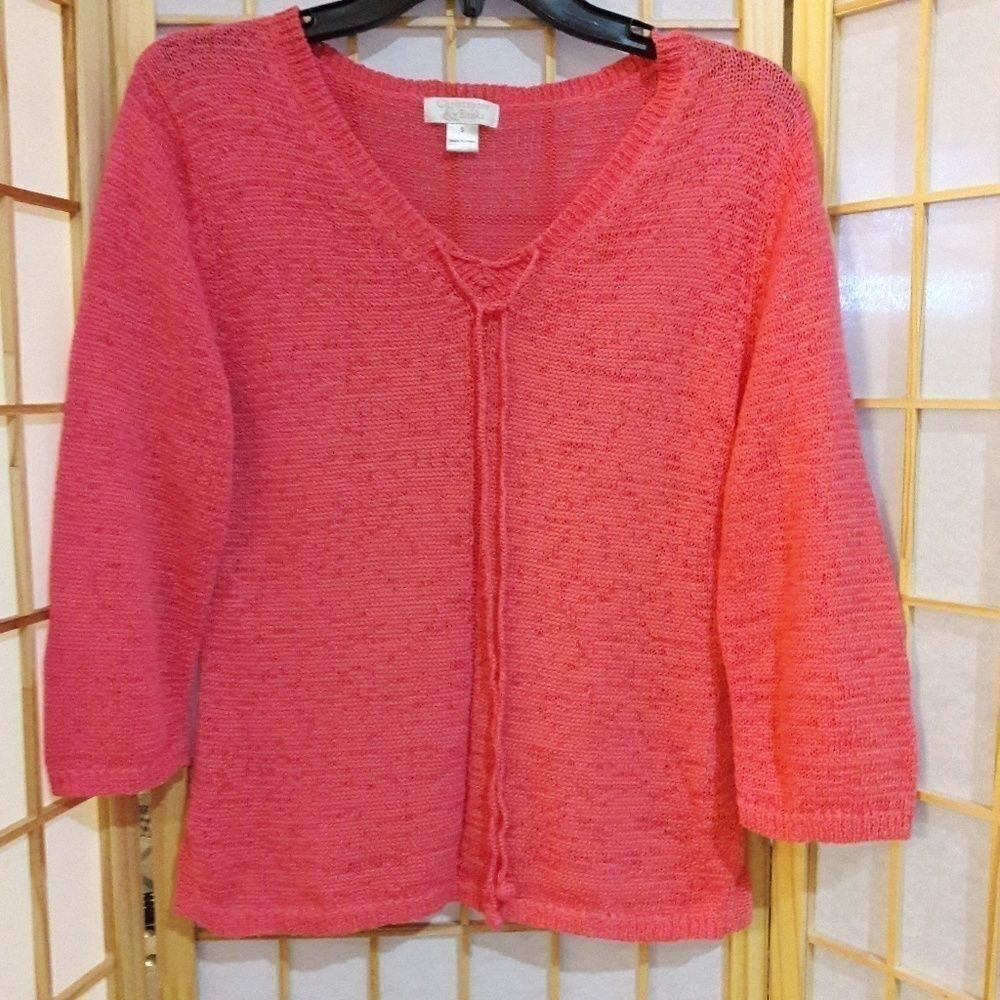 Christopher & Banks Crochet Tie Neck Blouse